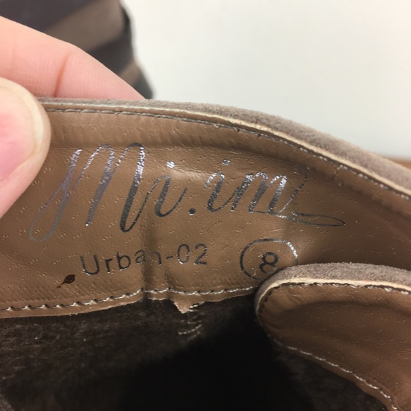 MI.IM URBAN-02 Ankle Bootie Heeled Boots Tan Faux Fur Lined Women’s Size 8 - Picture 6 of 11